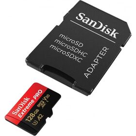 SanDisk Extreme Pro microSD 128GB+SD Adpt 200MB/s A2 V30 UHS-I U3 — 29.5€ Photo Emporiki